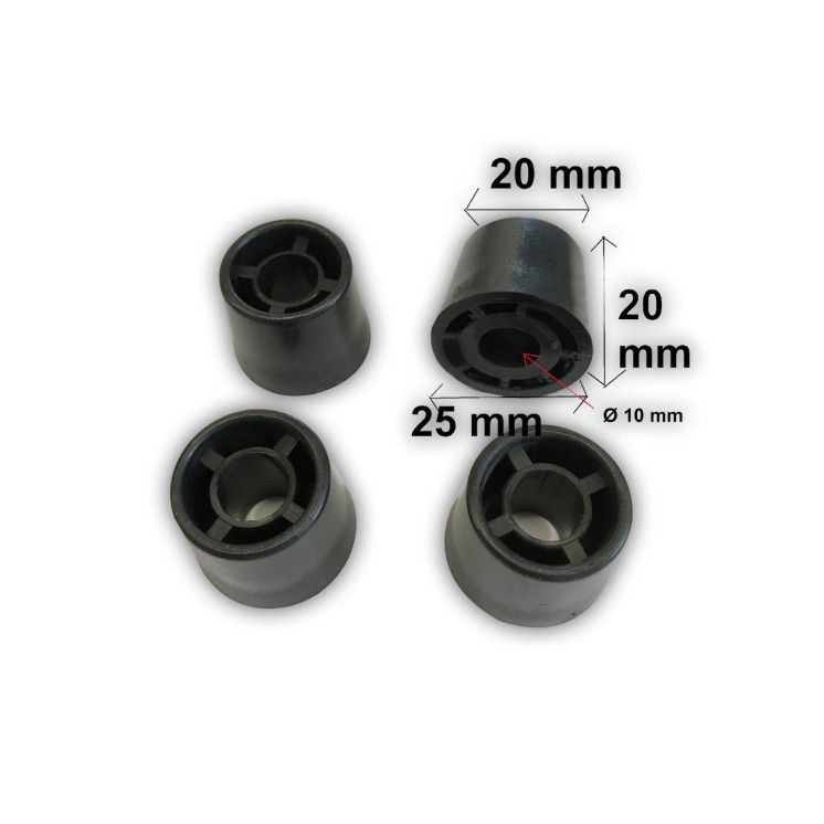 4 bagues noires et 4 embouts lisses