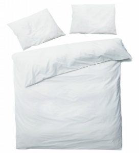 Linge de lit avec housse de couette uni coloris blanc