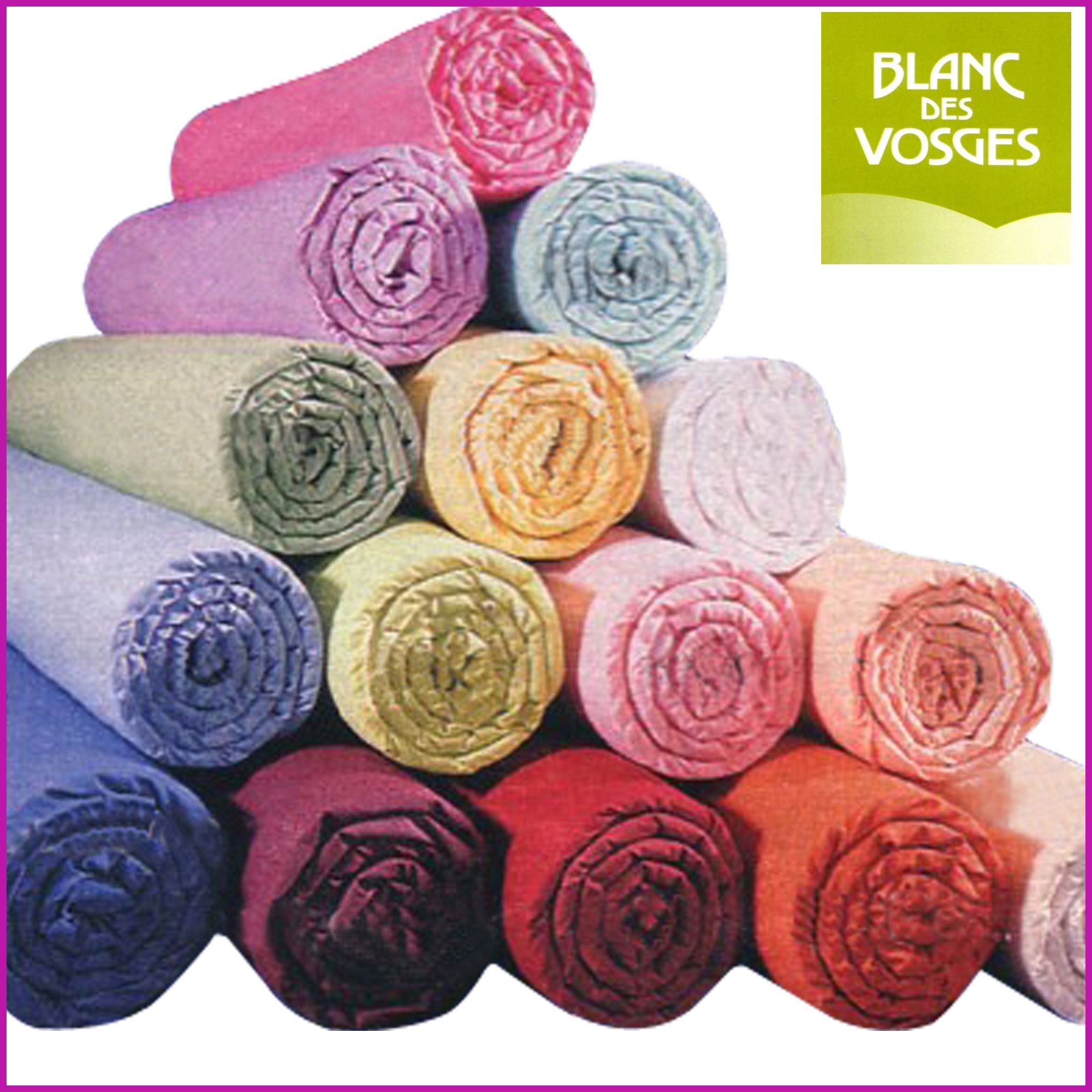 Drap Brodé Fabrication Vosges, 100% Coton, Dimensions Double (220x230 Cm), Blanc